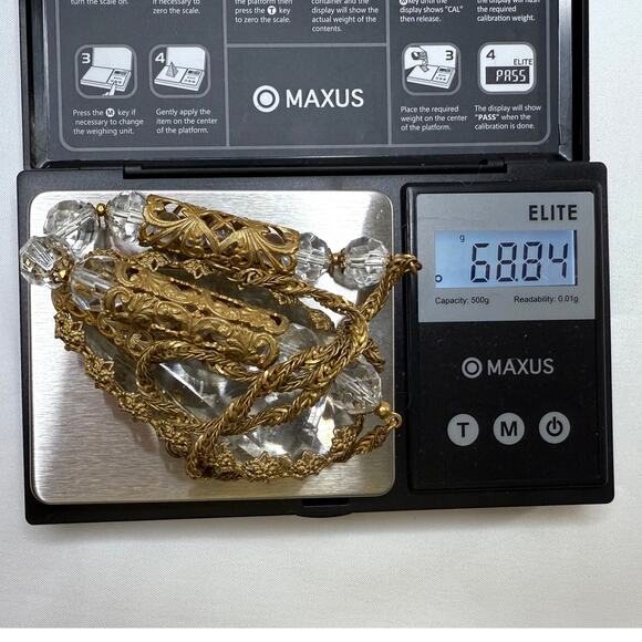 Vintage 1950s Miriam Haskell Baroque Crystal & Filigree Pendant Necklace - Picture 7 of 9